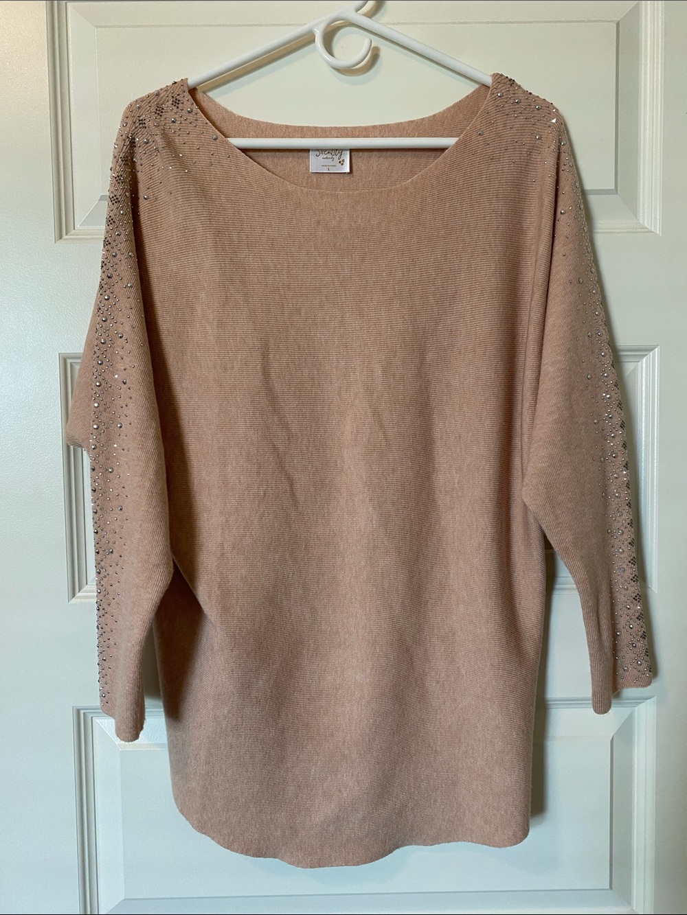 Siren Lily Blush Pink Studded Sleeve Knit Top